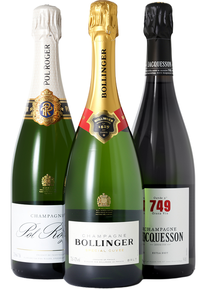 Trio de Bollinger, Jacquesson et Pol Roger