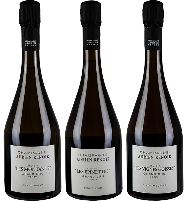 Champagne Adrien Renoir - Coffret bois 3 lieux dits 2019 - Champagne Grand Cru